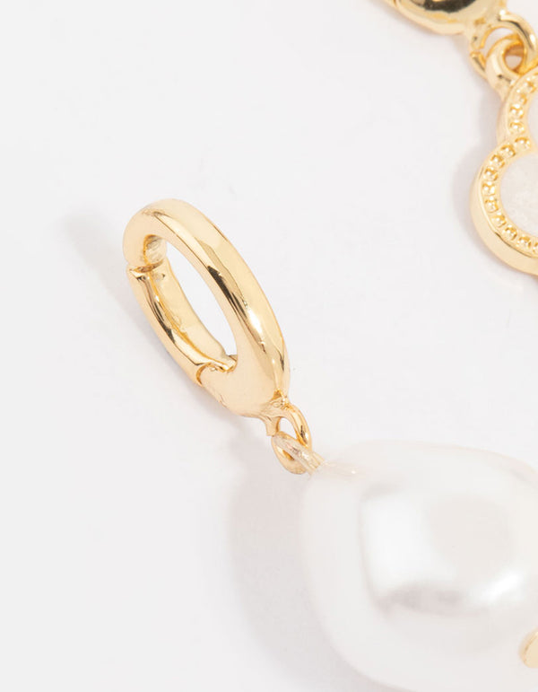 Gold Plated Pearl & Flower Charms 3-Pack