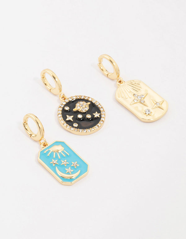Gold Plated Celestial Charms 3-Pack