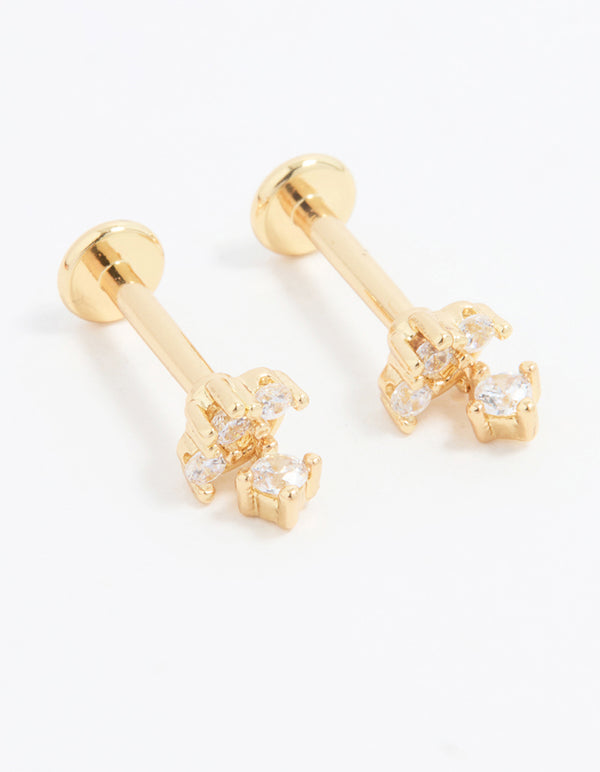 Gold Plated Surgical Steel Cubic Zirconia Flat Back Pack