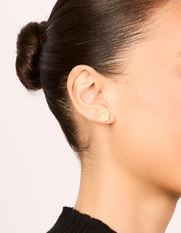 Gold Bunny Stud Earrings