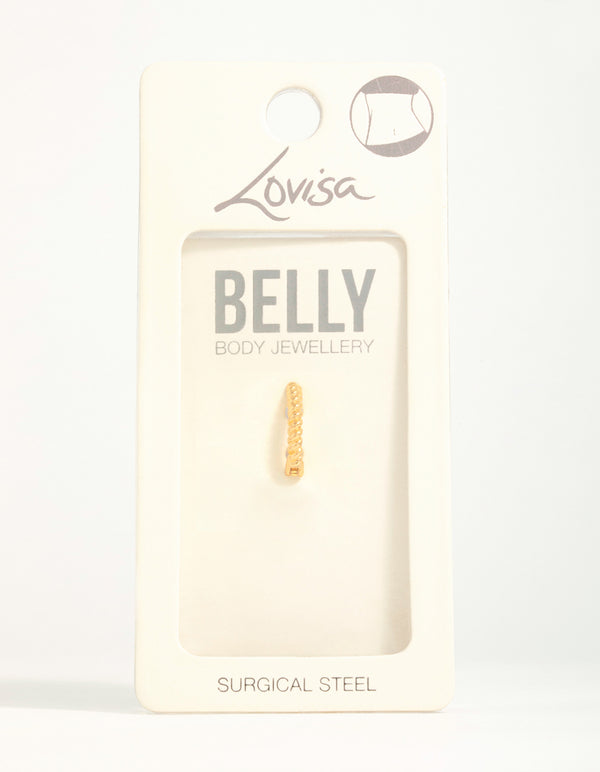 Gold Plated Surgical Steel Twisted Half Hoop Belly Bar