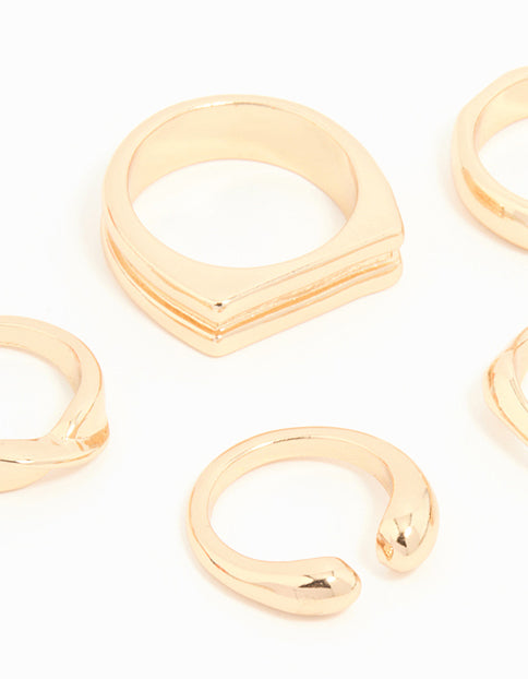 Gold Chunky Mixed Ring 8-Pack