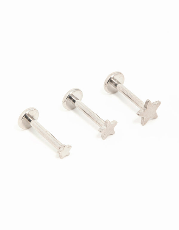 Titanium Star & Plain Flat Back Studs 3-Pack