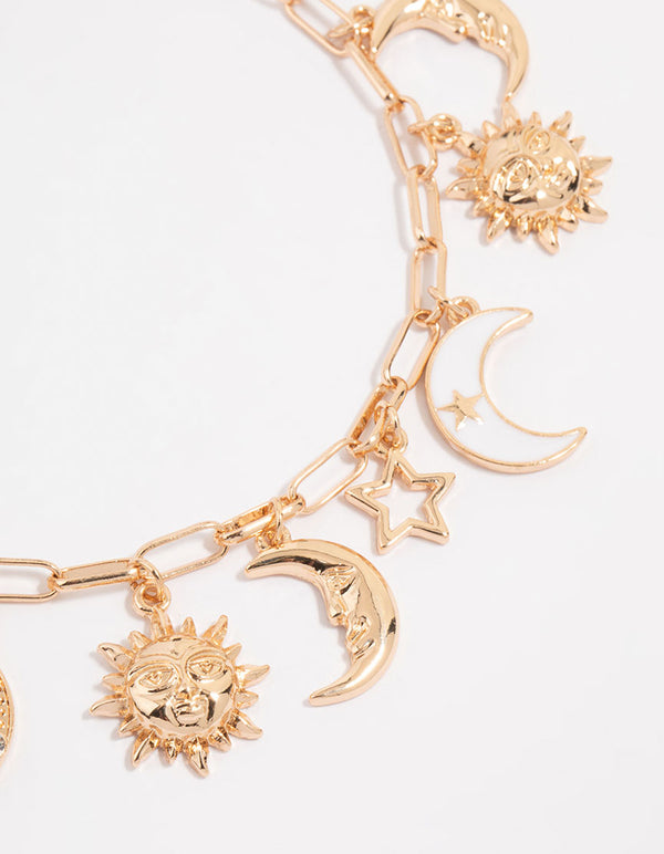 Gold Celestial Charm Anklet