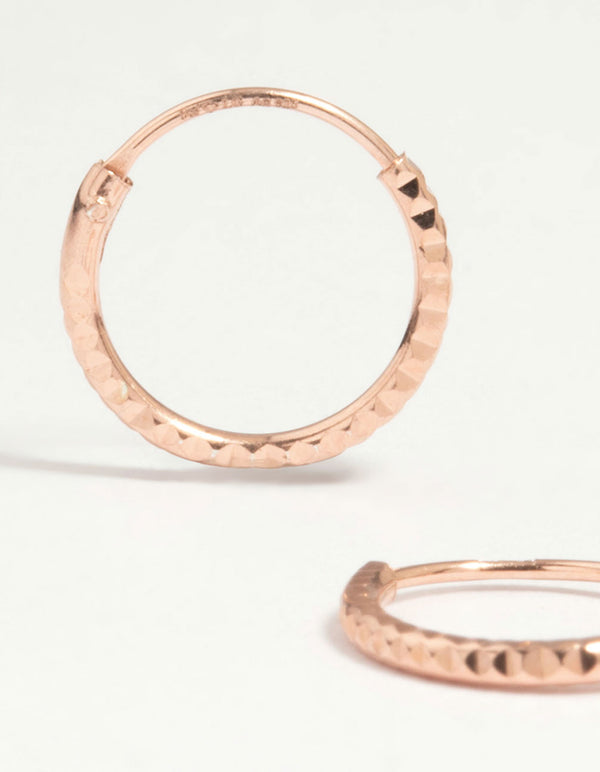 Rose Gold Plated Sterling Silver Textured Hoop Earrings 3-Pack