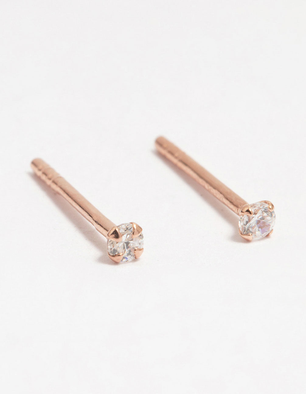 Rose Gold Plated Sterling Silver Cubic Zirconia Micro Stud Earrings