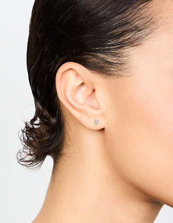 Rose Gold Plated Sterling Silver Cubic Zirconia Micro Stud Earrings