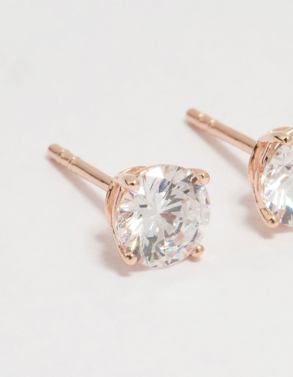 Rose Gold Plated Sterling Silver Cubic Zirconia Stud Earrings