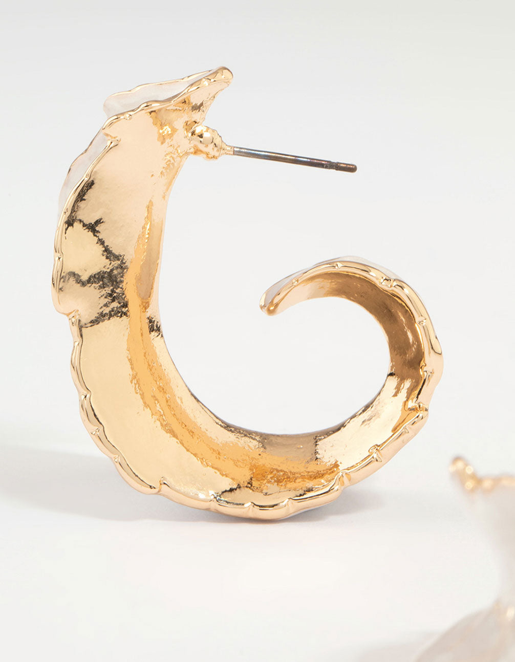 Gold White Acrylic Hoop Earrings