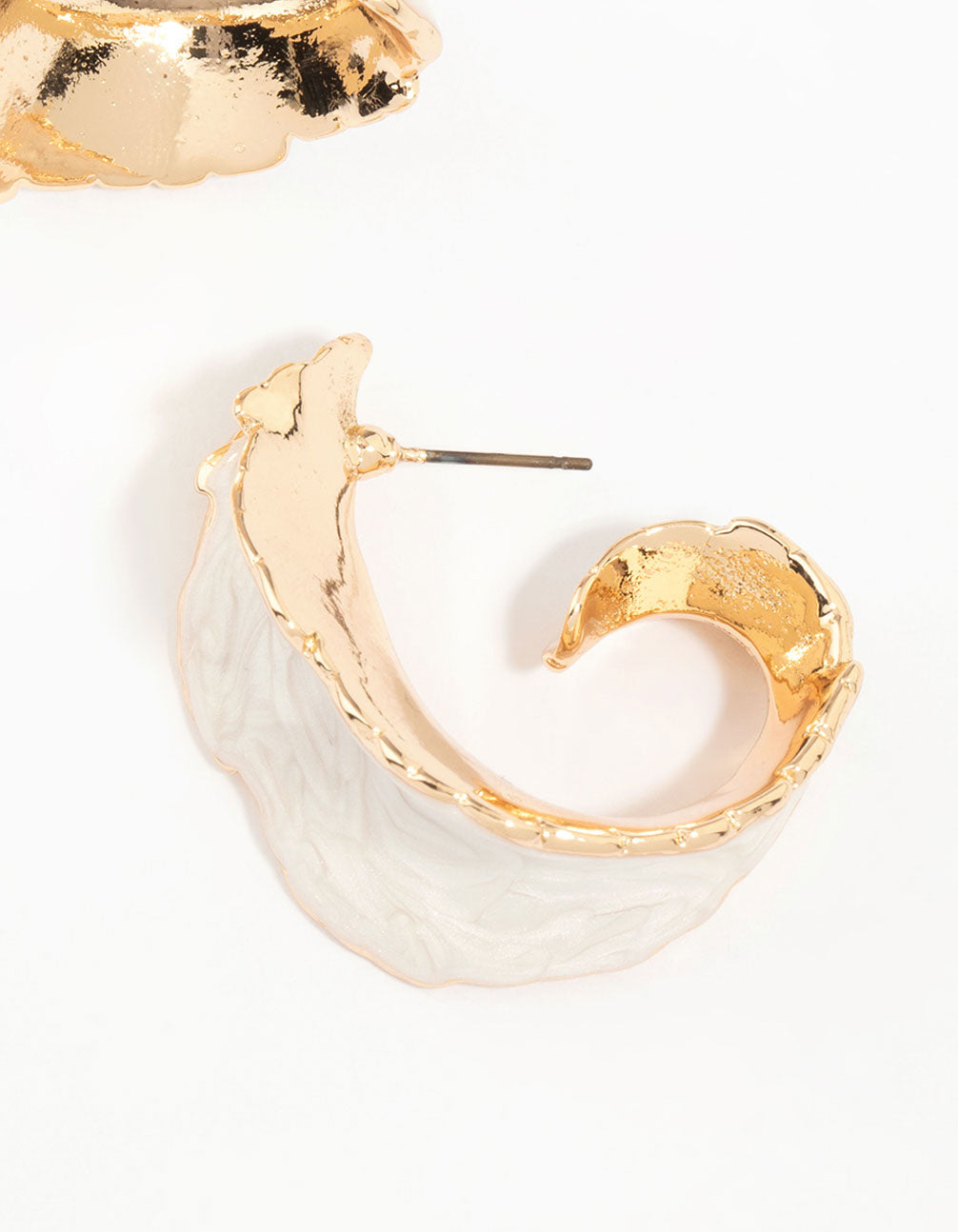 Gold White Acrylic Hoop Earrings