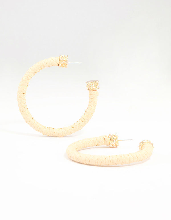 Paper Raffia Wrapped Hoop Earrings