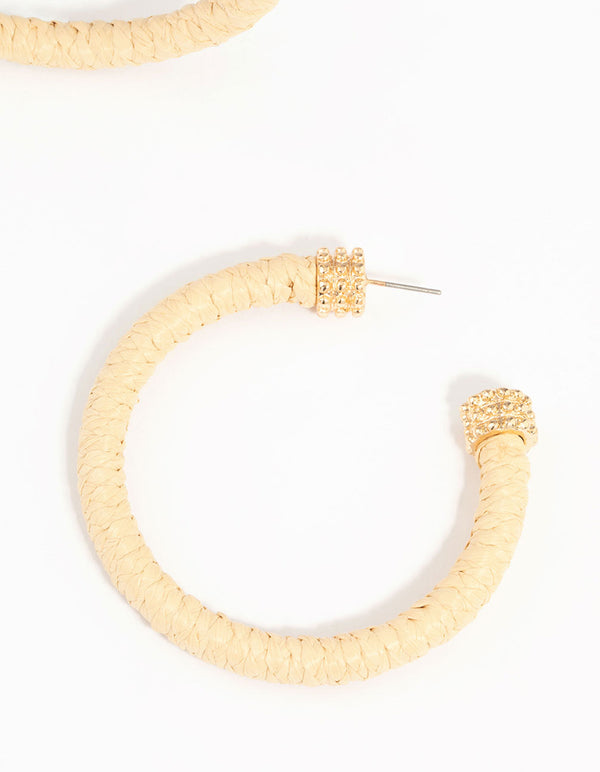 Paper Raffia Wrapped Hoop Earrings