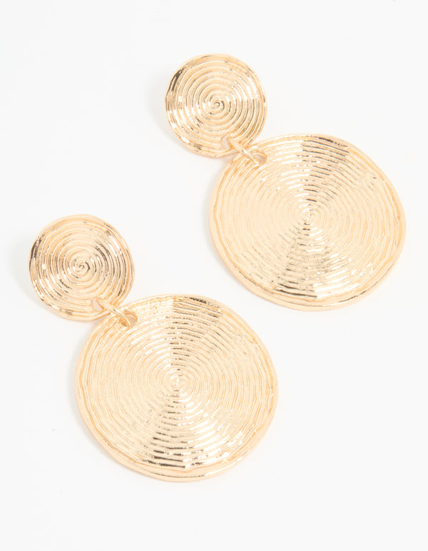 Gold Spiral Drop Earrings