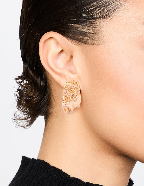 Gold Molten Texture Earrings