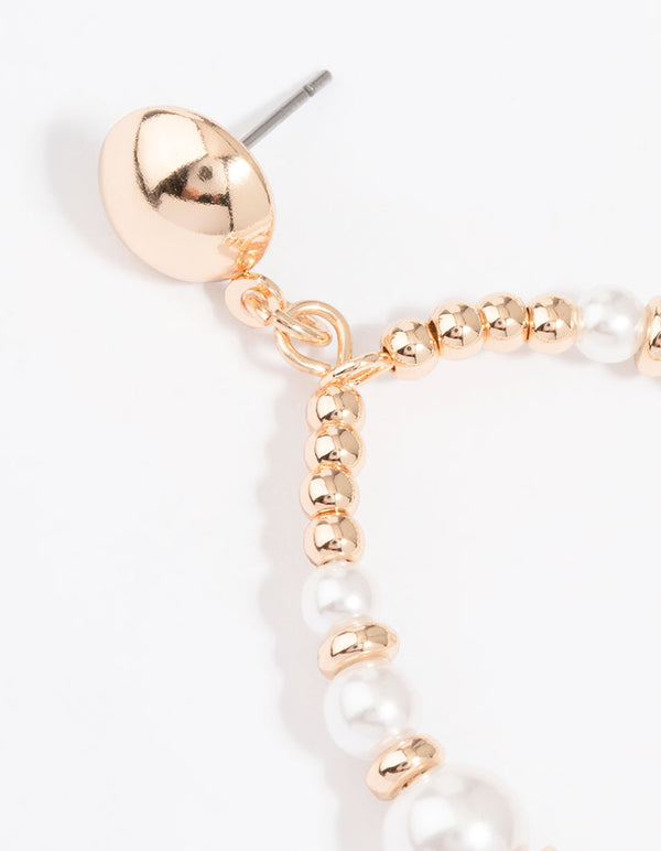 Pearl Beaded Circle Drop Earrings