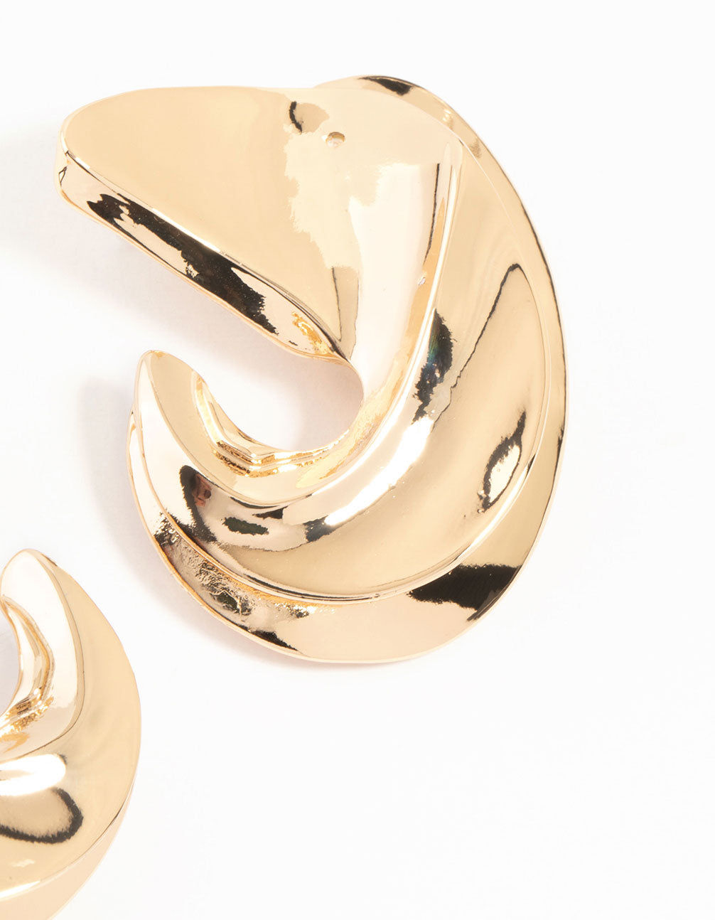 Gold Twisted Large Stud Earrings