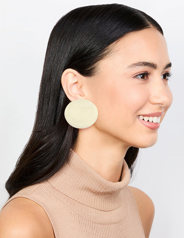Acrylic Curved Disc Large Stone Earrings