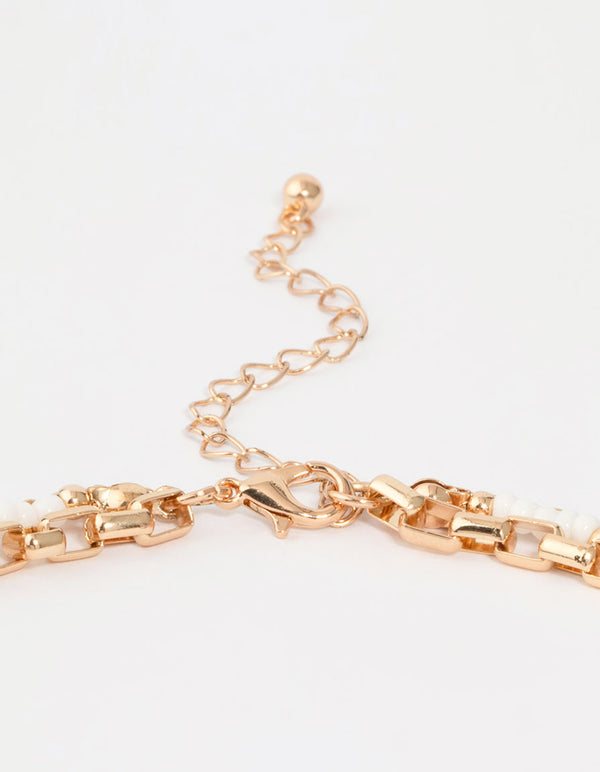 Gold Bead & Tassel Layered Necklace