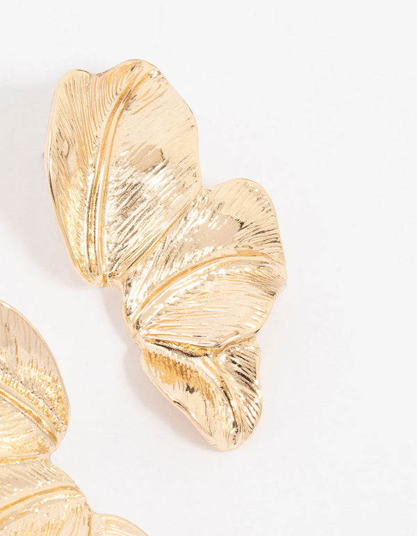 Gold Leaf Detail Drop Earrings
