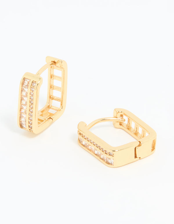 Gold Plated Square Hoop Earrings