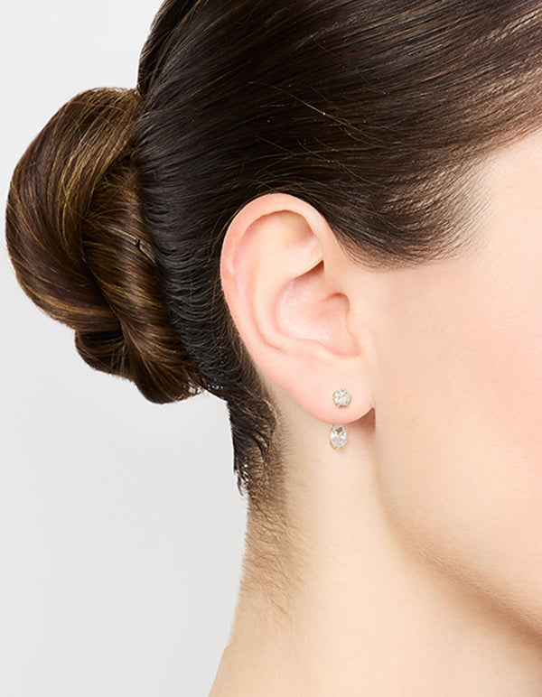 Gold Plated Stone Jacket Earrings