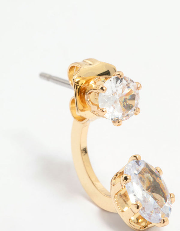 Gold Plated Stone Jacket Earrings