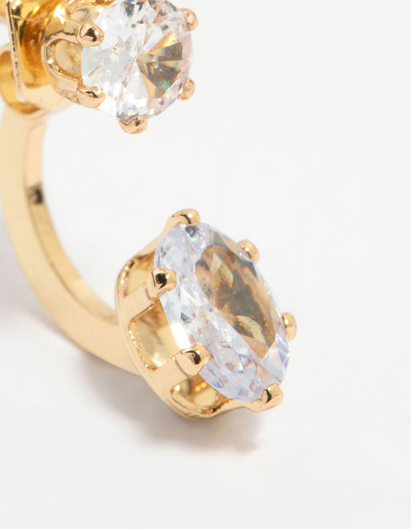 Gold Plated Stone Jacket Earrings