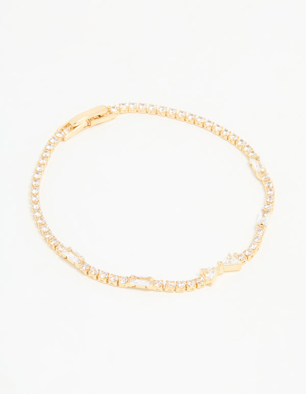 Gold Plated Cubic Zirconia Mini Bow Tennis Bracelet