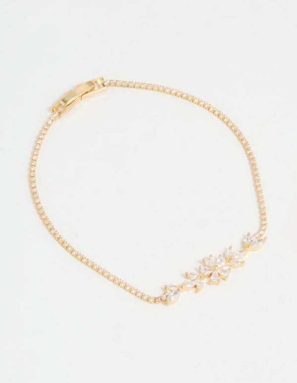 Gold Plated Flower Cupchain Bracelet