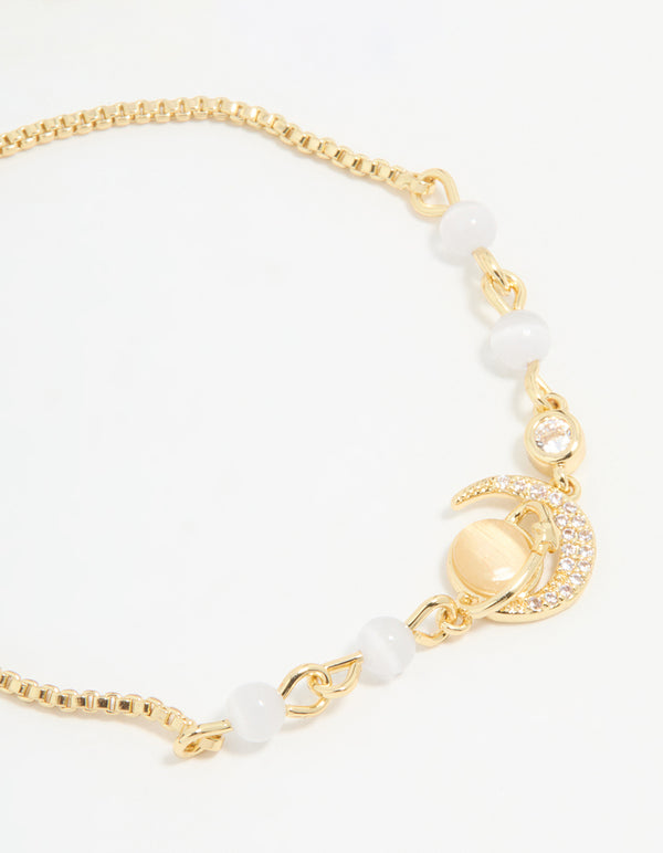 Gold Plated Cubic Zirconia Quartz Celestial Bracelet