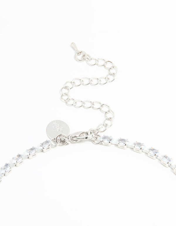Silver Plated Pearl Oval Necklace & Earring Set