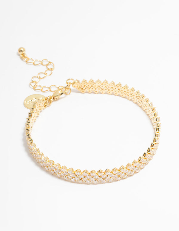 Gold Plated Cubic Zirconia Tennis Bracelet