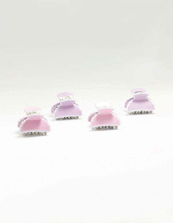 Pink & Purple Acrylic Scalloped Edge Claw Clips 4-Pack