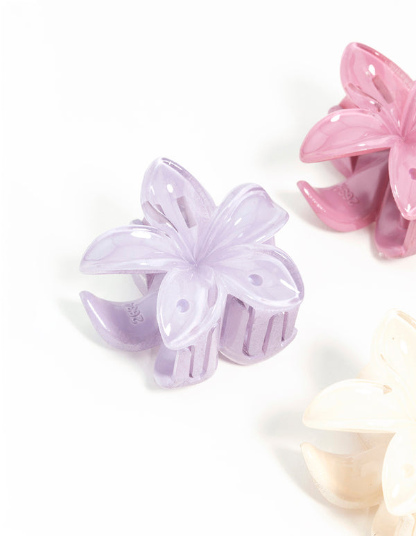 Multicoloured Mini Frangipani Claw Clips 4-Pack