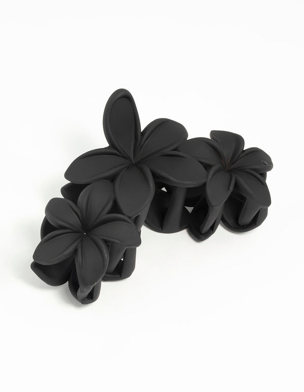 Black Frangipani Trio Hair Claw Clip
