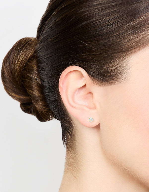 Gold Plated Sterling Silver 1/4 Carat Cubic Zirconia Flat Back Stud Earrings