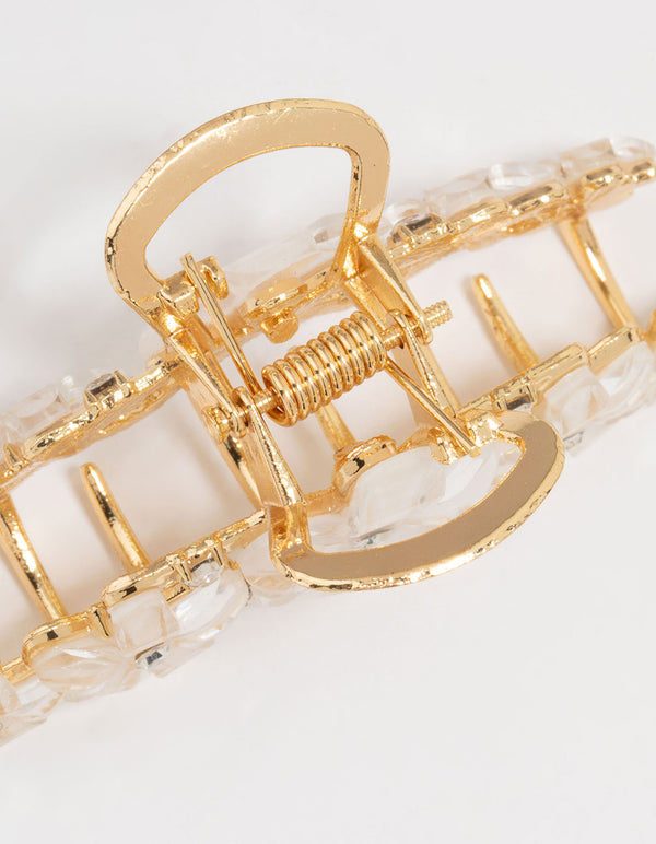 Gold Diamante Centre Graduating Flowers Mini Claw Clip