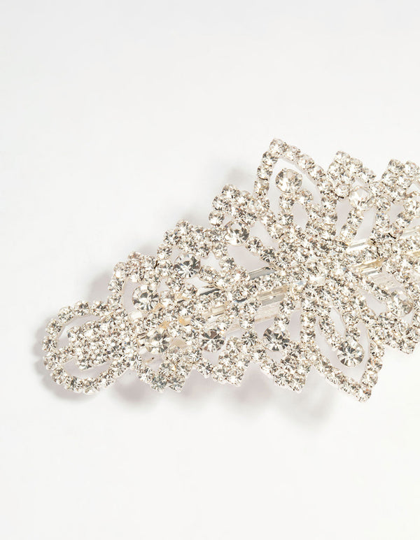 Silver Diamante Ornate Hair Clip