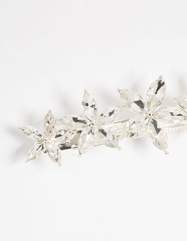 Silver Diamante Graduating Flower Hair Clip