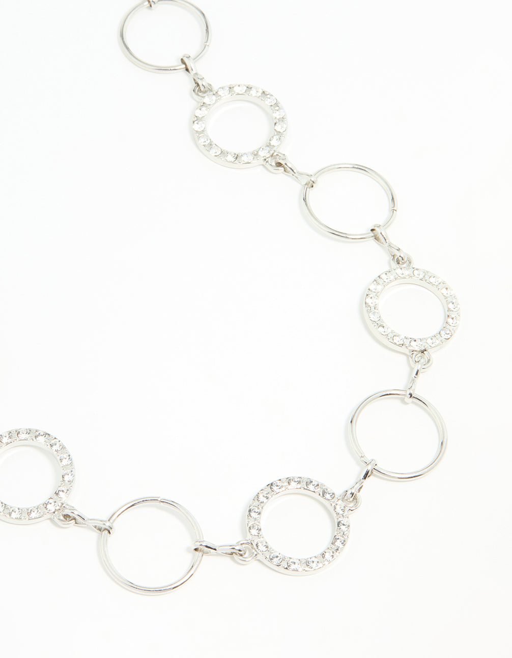 Silver Diamante & Plain Circle Belt