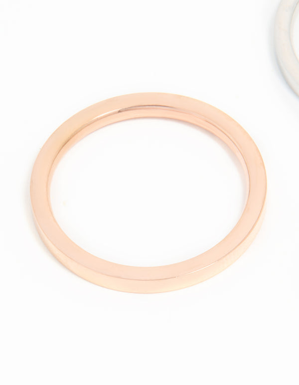 Waterproof Mixed Plated Stainless Steel Stacking Rings 3-Pack