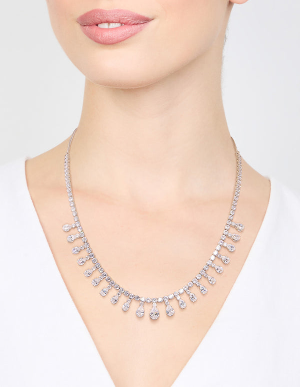 Silver Cubic Zirconia Statement Necklace
