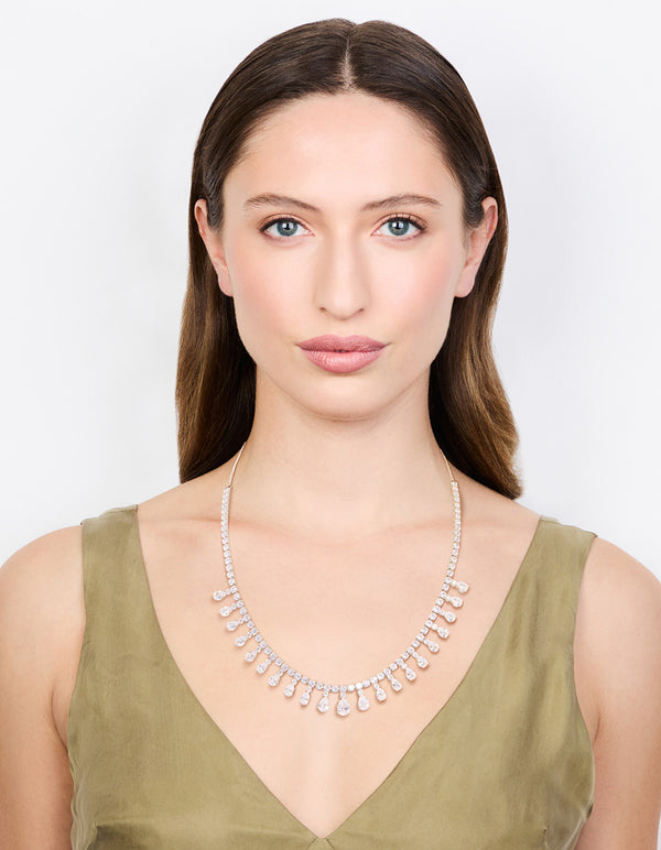 Silver Cubic Zirconia Statement Necklace