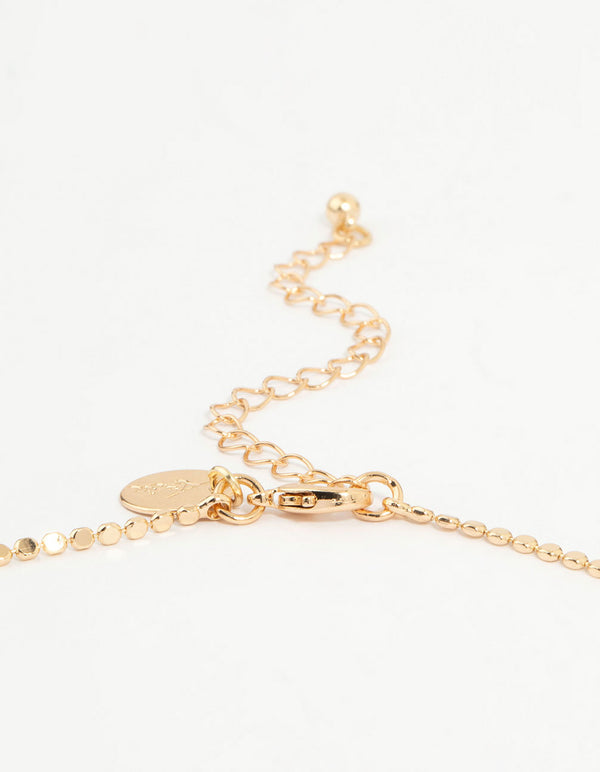 Gold Cubic Zirconia Leaf Y-Necklace