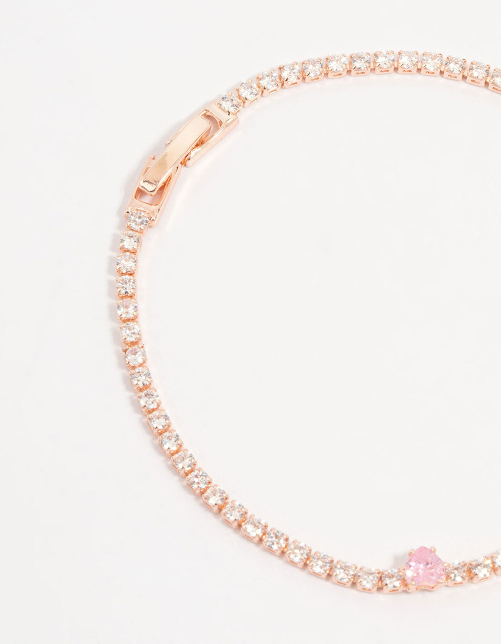 Rose Gold Pink Cubic Zirconia Heart Bracelet
