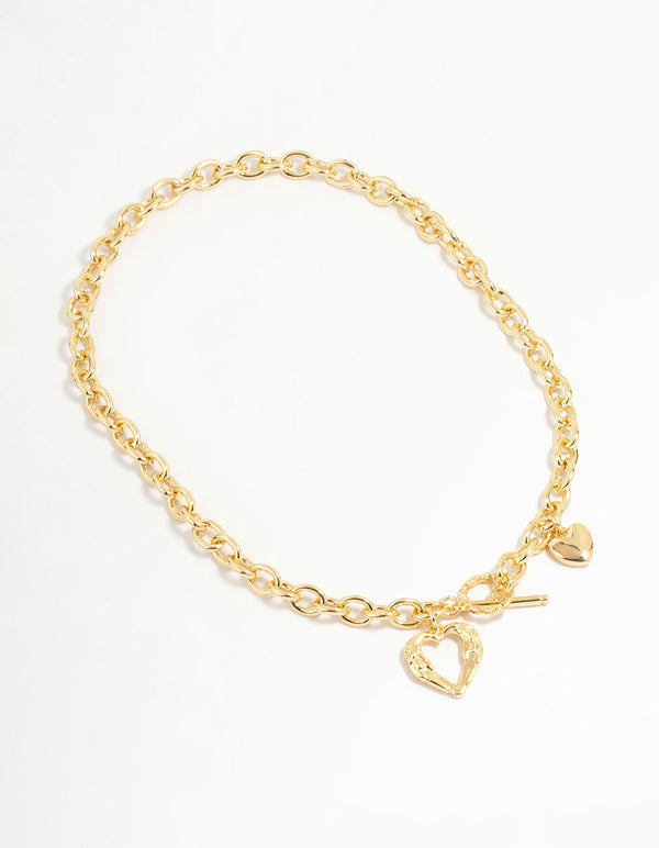 Gold Plated Heart T&O Necklace