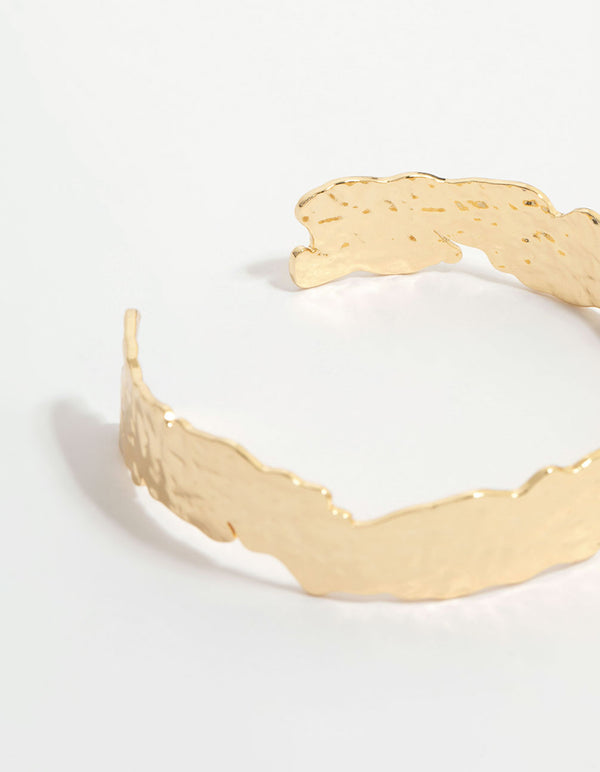 Gold Plated Organic Hammered Wrist Cuff