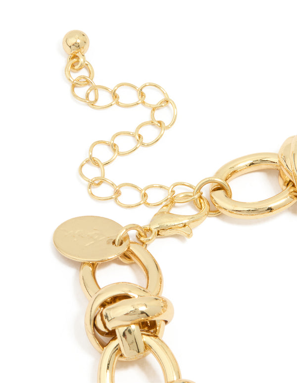 Gold Plated Round Knot Link Bracelet