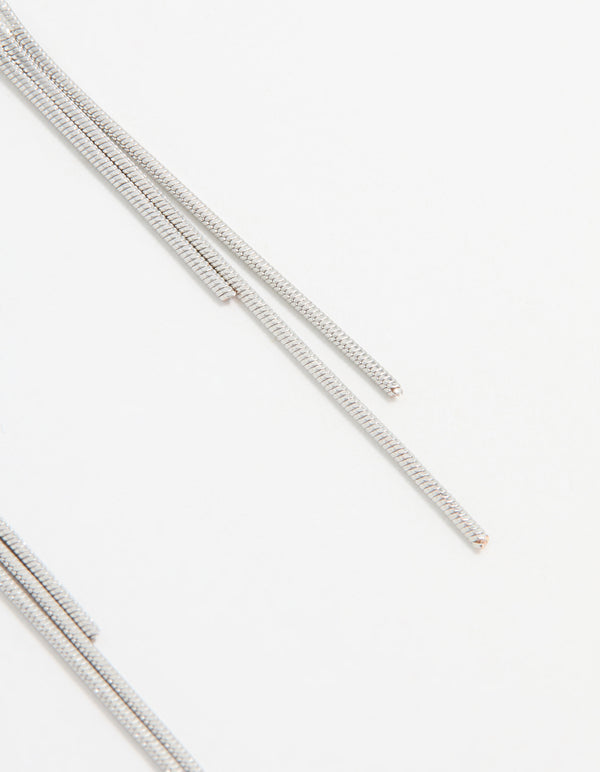 Silver Cubic Zirconia Triangular Floral Drop Earrings