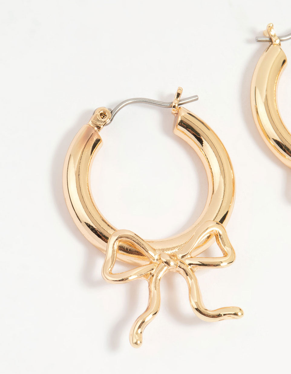 Gold Cutesy Bow Hoop Earrings